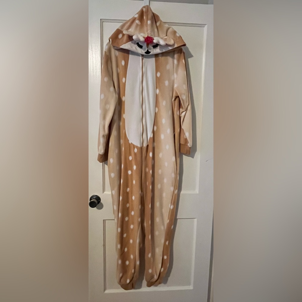 Cozy Fawn Deer Adult Onesie with Hood